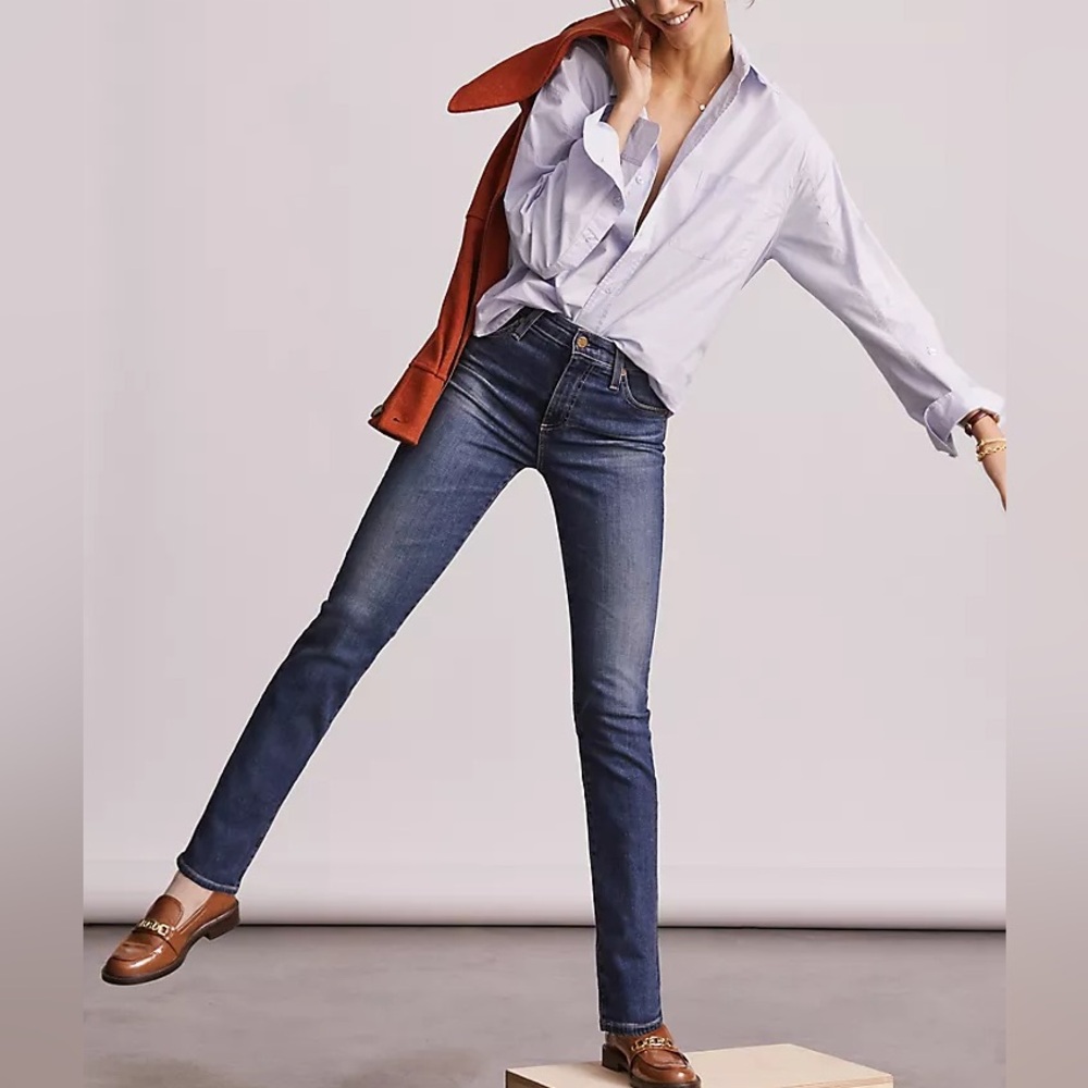 AG Adriano Goldschmied ANTHROPOLOGIE Stevie Slim Straight Denim Jeans Women’s 29 - Picture 6 of 13